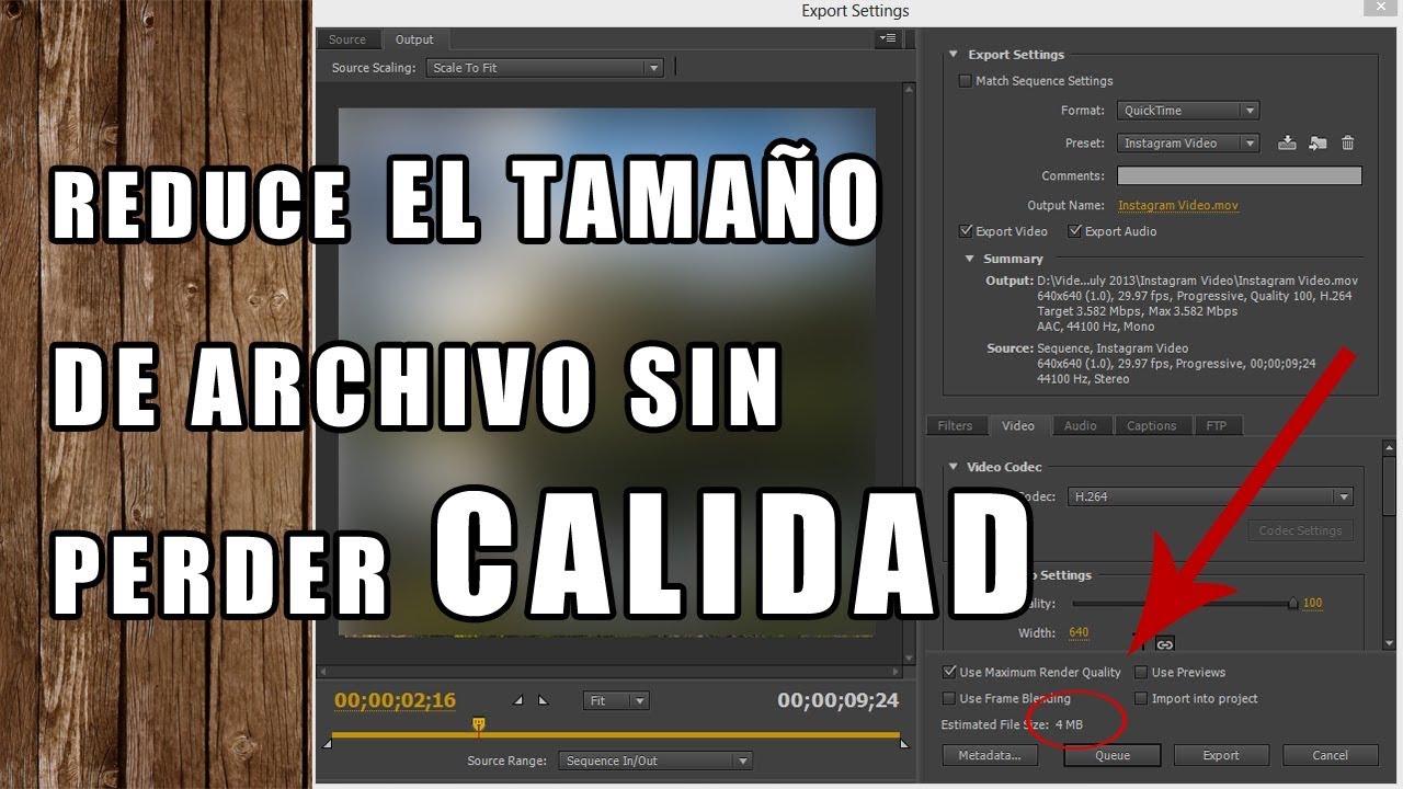 Cómo reducir EL PESO EN MEGAS de un Video sin perder calidad HD