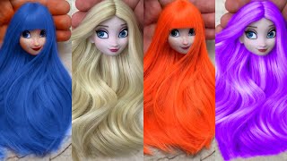 Elsa Doll Hair Transformation, 💞 DIY Miniature Ideas for Barbie ~ Wig, Dress, Faceup, and More!