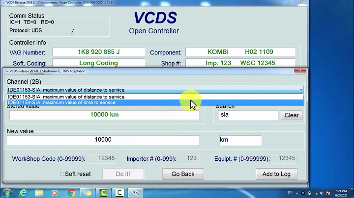 Adapt Service Oil and Inspection by VCDS for VOLKSWAGEN,SEAT,SKODA,AUDI.