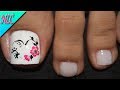 DISEÑO DE UÑAS PARA PIES CORAZON Y FLORES PRINCIPIANTES - FLOWERS NAIL ART - NLC