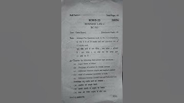 Business Law-I B.Com 3rd Sem KUK Previous Year Question Paper 2023✌️✌️