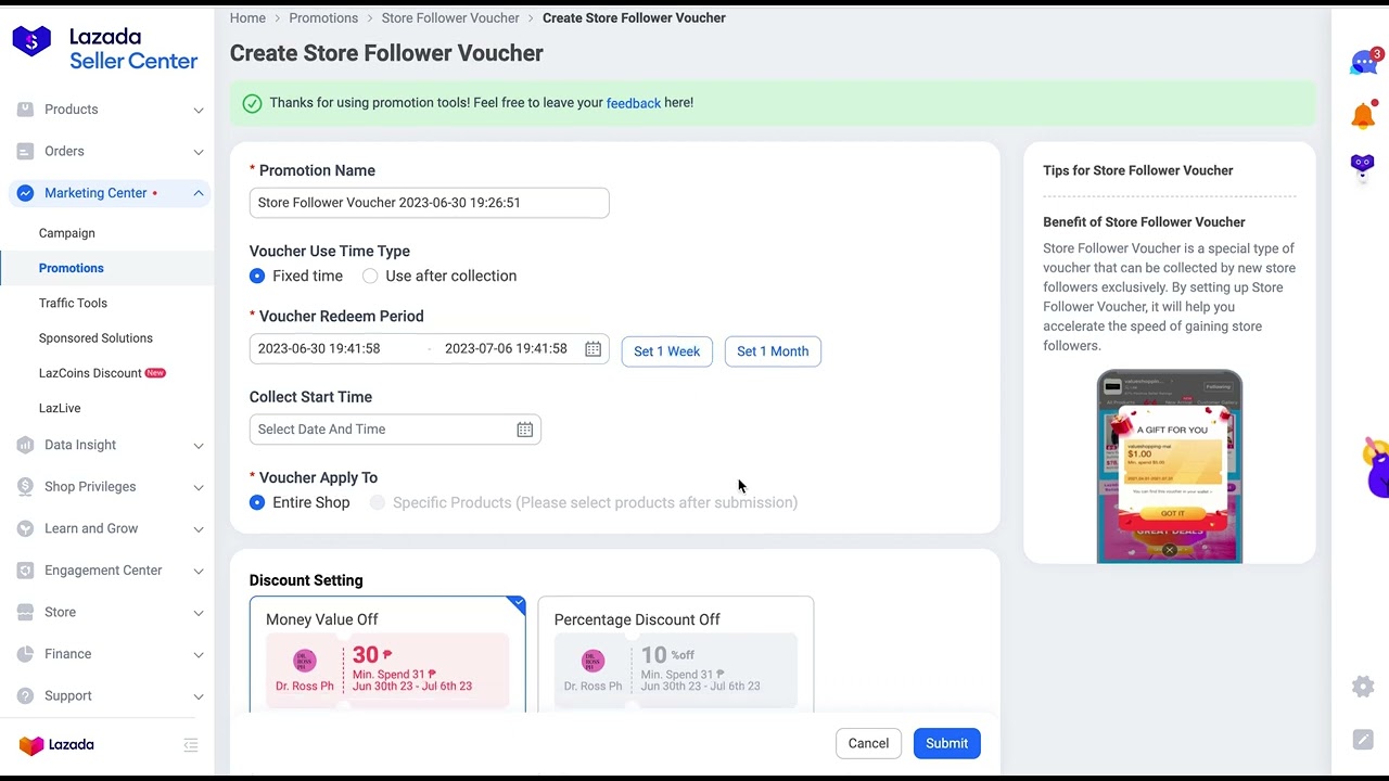 STORE FOLLOWER VOUCHER IN LAZADA HOW TO CREATE