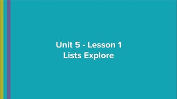 U6L1 - Lists Intro/Explore