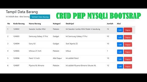 CRUD Simpan Tampil Edit Delete PHP MYSQLi Menggunakan Bootstrap