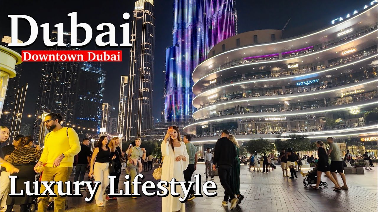 Dubai Luxury Lifestyle | Downtown Dubai Night  Walk 4K 
