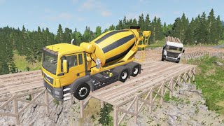 Truck Cars VS Zig Zag Bridge - BeamNG Drive