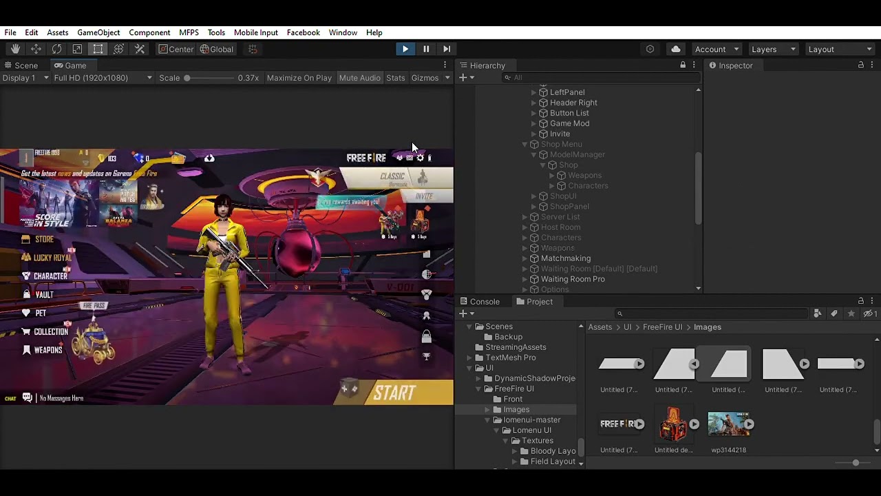 Free Fire Clone Unity Game Source Code - MainMenu / Lobby / Login 