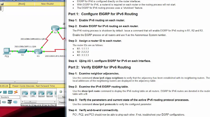 7.4.3.4 Packet Tracer - Configuring Basic EIGRP with IPv6 Routing