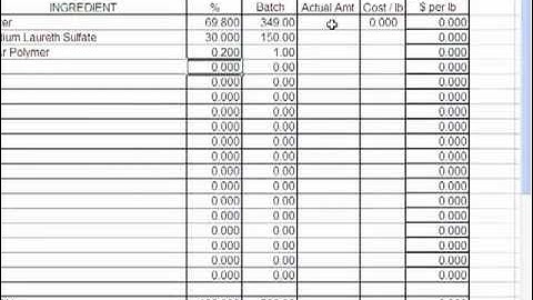 Cosmetic Chemist Tips - Creating a formulation spreadsheet