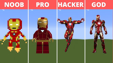 Pixel Art (NOOB vs PRO vs HACKER vs GOD) Iron man in Minecraft