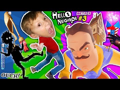 SCARY HELLO NEIGHBOR DREAM: SHADOW MAN! FGTEEV BUTT KICKED! COKE & MENTOS EXPERIMENT Basement Beta 3