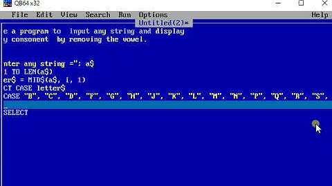 QBASIC program to  display only consonant after removing the vowel letters