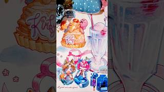 Late night coloring .☘︎ ݁˖ #sketchbook #watercolors #mixedmedia #art #cosy #kirby