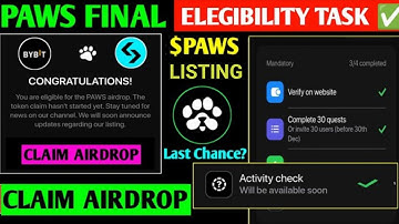 Paws All Tasks Complete Process || How to complete Paws Activity Checker Task || Paws New Task Today