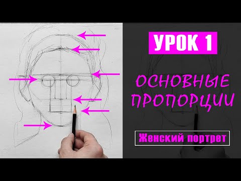 Как НАРИСОВАТЬ (рисовать) ЛИЦО девушки? Основные пропорции. УРОК 1