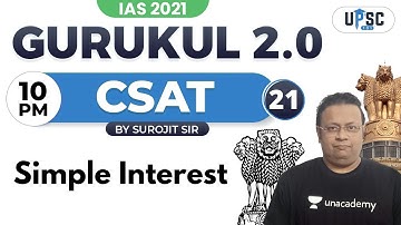UPSC CSE PRELIMS 2021 | Gurukul 2.0 | CSAT by Surojit Sir | Simple Interest #IAS2021