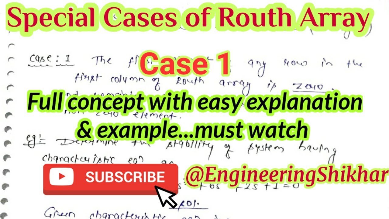 routh hurwitz criterion cases in control system | case 1💯 - YouTube