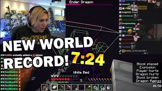 XQC reacts to the new Minecraft Speedrun World Record by NoFear1337! (7:24)