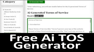 How to Make a Terms of Service Policy Page With Free Ai TOS Policy Generator by HowToWebmaster 36 views 3 weeks ago 1 minute, 53 seconds