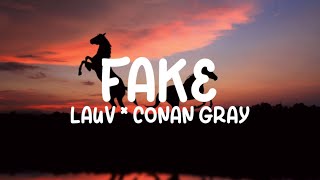Lauv & Conan Gray - fake (lyrics)