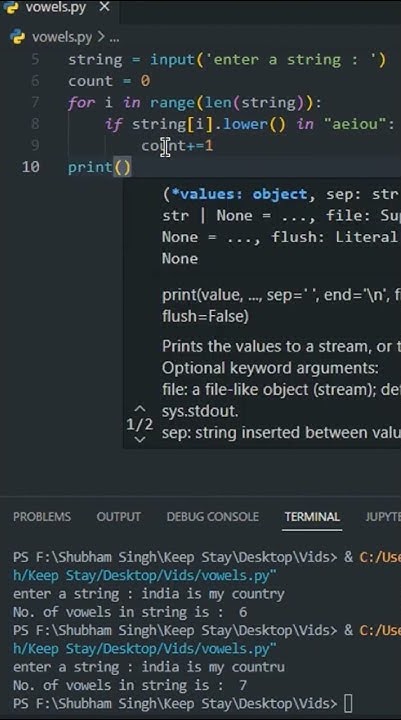 #short trick to find number of vowels in string in python #developers ...