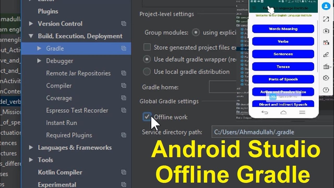 android studio gradle menu