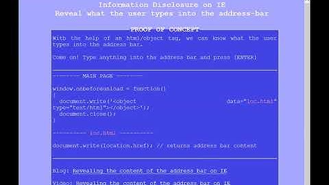 Revealing the content of the address bar on IE