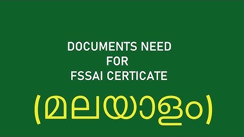 DOCUMENTS NEEDS FOR FSSAI REGISTRATION _MALAYALAM