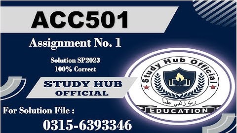 ACC501 assignment 1 SP2023 assignment 1 acc501