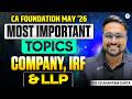 Company, IRF and LLP Most Important Topics l Business Laws | CA Foundation May'26 l CA Shantam Gupta