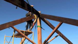 INSTALLING A BOSS PIN ON A 19th CENTURY TIMBER FRAME BARN IN ILLINOIS