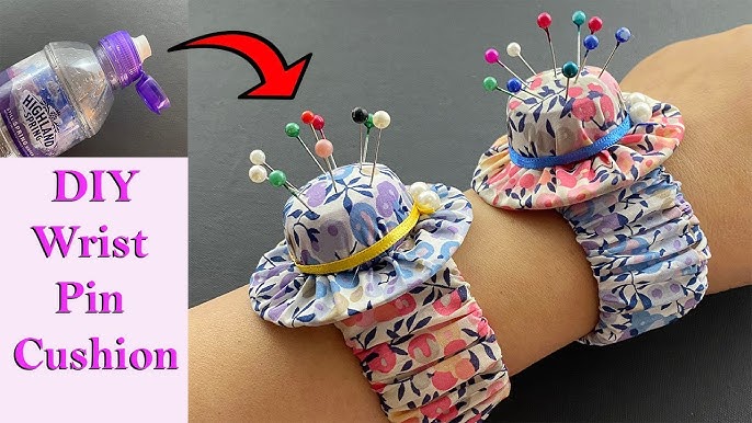 DIY Wrist Flower Pin Cushion Made from Milk Bottle Cap, Pin Holder