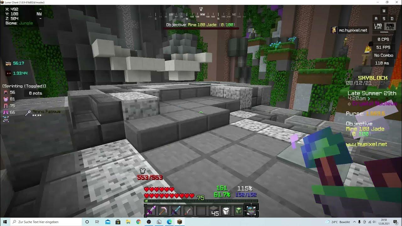 Minecraft Hypixel Skyblock Crystal Hollows heat and how to be safe from