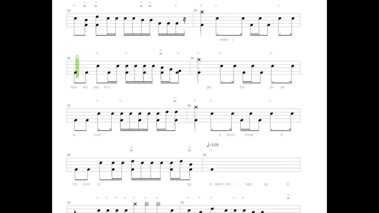 Purple Haze + Jimi Hendrix + Drums only + Drum tab YouTube