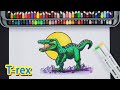 Draw A T-Rex🦖｜Dinosaur on Mountain｜霸王龍｜簡易繪圖恐龍｜Easy Drawing for Drawing Beginners｜Dinosaur Collection
