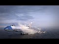 Airplane crash simulation on ocean . 3dsMax & Phoenix FD