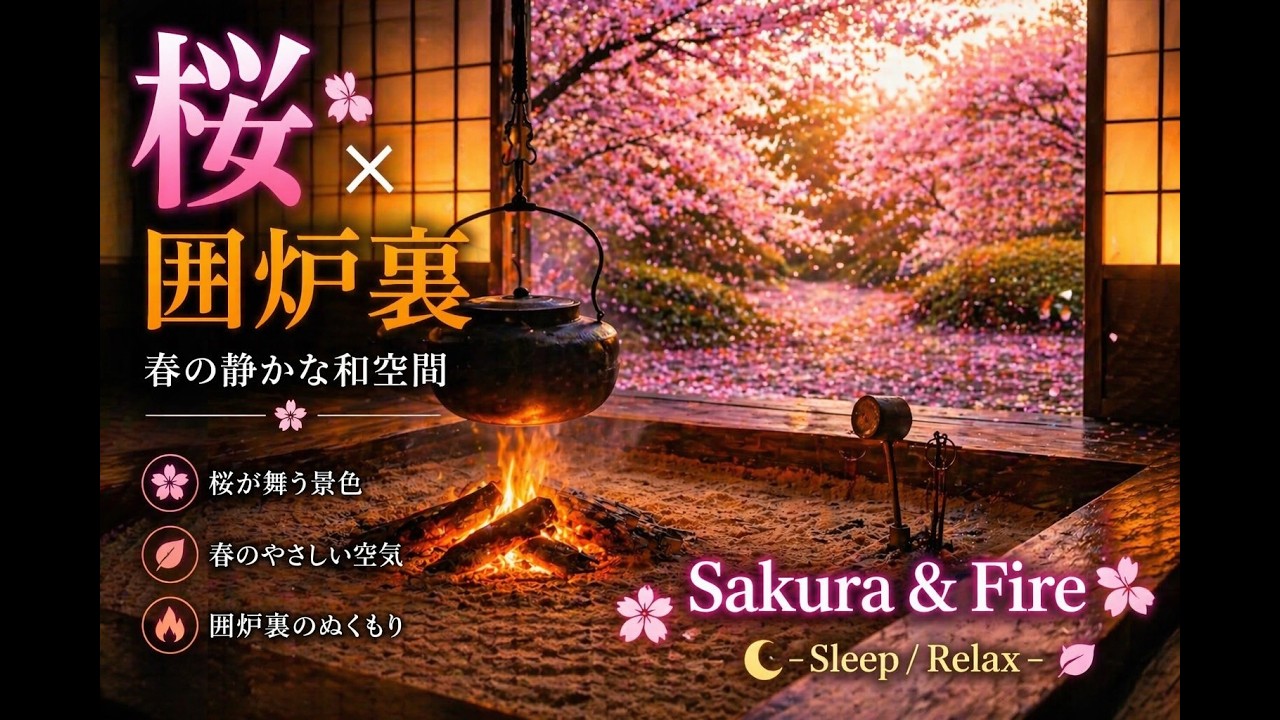 囲炉裏　桜の木 Sakura & Fire｜桜と囲炉裏 - YouTube