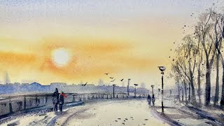 Atmospheric Sunset Watercolour Tutorial