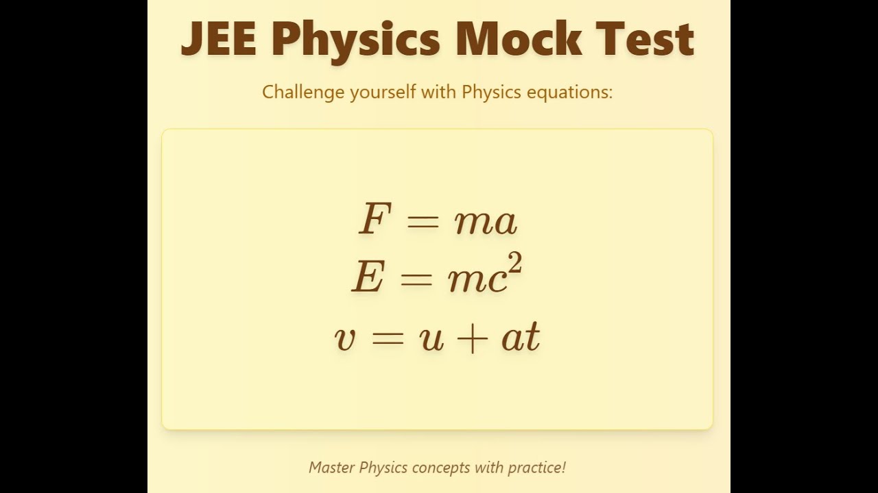 IIT JEE PHYSICS QUIZ KNOWJEE | knowjee.sciencegeek.in - YouTube