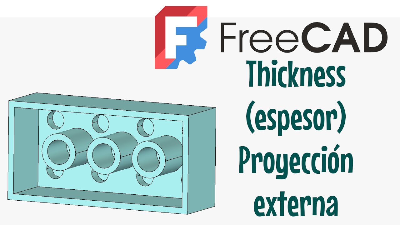 FreeCAD con Part Design 4: Thickness (espesor) y Proyec… — Transcript