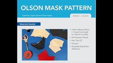 Olson Mask Sewing Tutorial - Pattern Links and Mask Info in Description