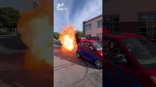 They Stuck A 2000Hp Jet Engine In A Smart Car 🤣🔥 | 🎥 @Rocketbillyracing #Smartcar #Crazycar #Flames