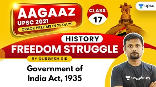 L17: AAGAAZ UPSC CSE/IAS Prelims 2021 | History by Durgesh Sir | Government of India Act, 1935