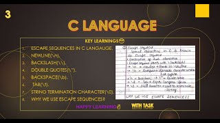 ESCAPE SEQUENCES|C LANGUAGE|CODING|EASY|WITH NOTES