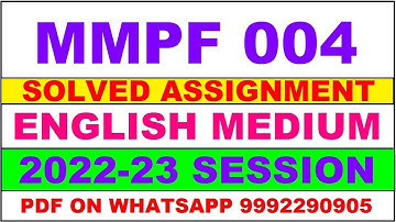 mmpf 4 solved assignment 2023 | mmpf 4 solved assignment in english 2022-2023 | mmpf 4 2023