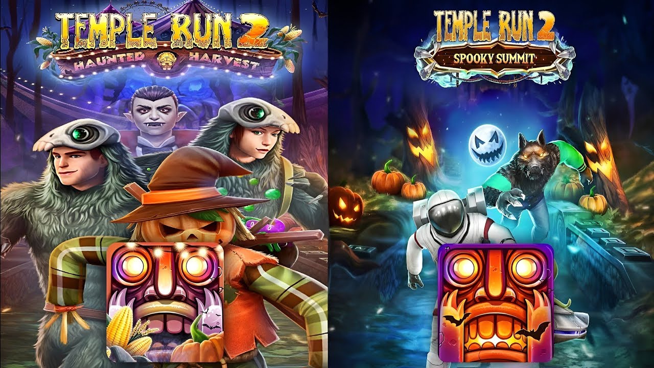 Temple Run 2 HALLOWEEN MAPS  Haunted Harvest VS Spooky Summit VS