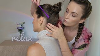 ASMR Perfectionist Slick Back Ballerina Bun Styling with Tiny Comb Brushing and Attention to Detail