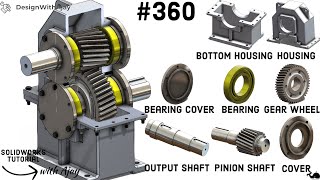 How to design a Vertical Reduction Helical Gear Box Ratio = 1:2 #360 #designwithajay #solidworks