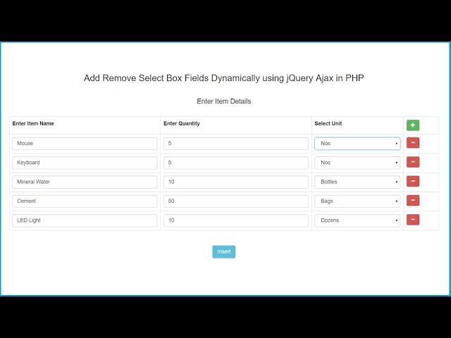 Add Remove Select Box Dynamically using Jquery with Ajax PHP