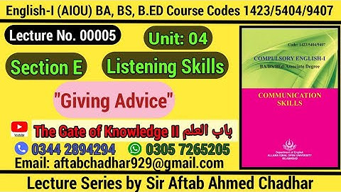 Lecture 5_Unit 04_ BA,B.ED,BS, English-I - Course Codes 1423/5404/9407 Allama Iqbal Open University